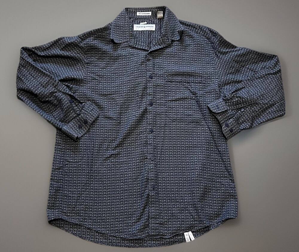 Jhane Barnes Shirt Mens Large Woven in Japan Button Long Sleeve Club VINTAGE